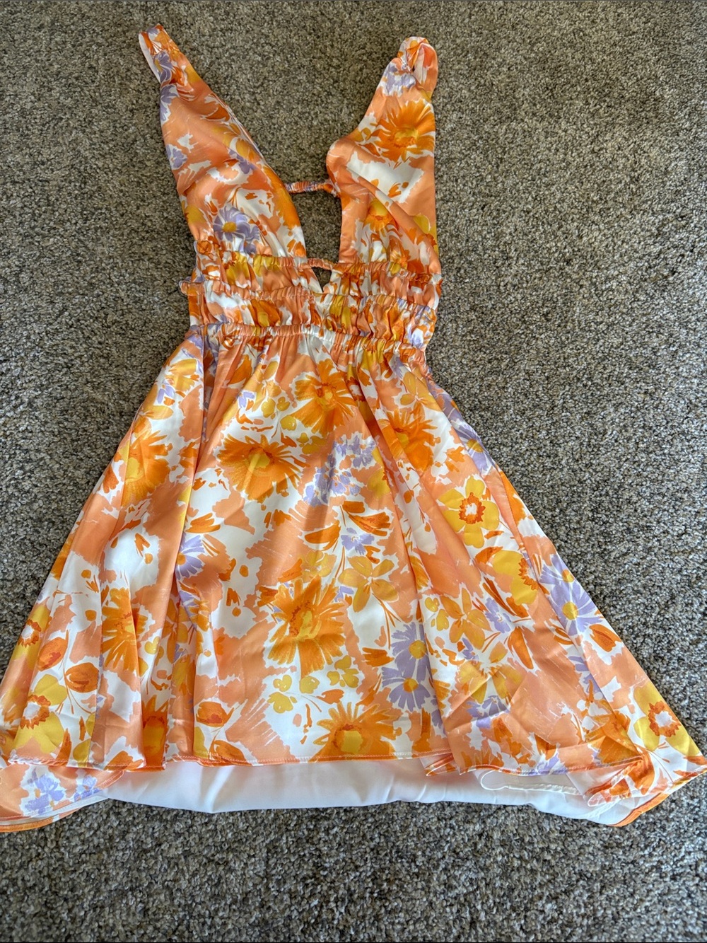Beginning Boutique Orange Floral Mini Sundress
